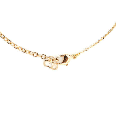 Christian Dior CD Logo Rhingestone Heart Motif Collier Gold WS3490