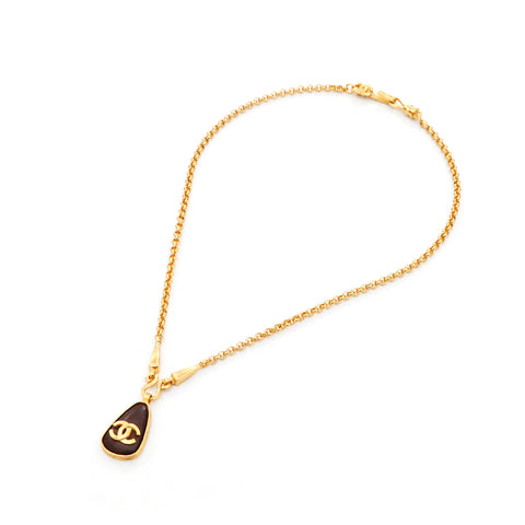 Chanel Coco Mark Stone Necklace Gold WS3494