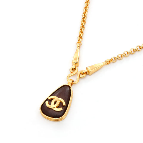 Chanel Coco Mark Stone Necklace Gold WS3494