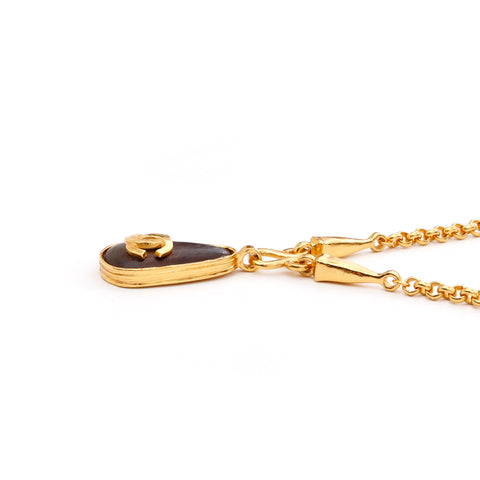 Chanel Coco Mark Stone Necklace Gold WS3494