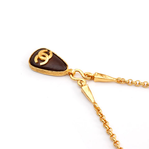 Chanel Coco Mark Stone Necklace Gold WS3494