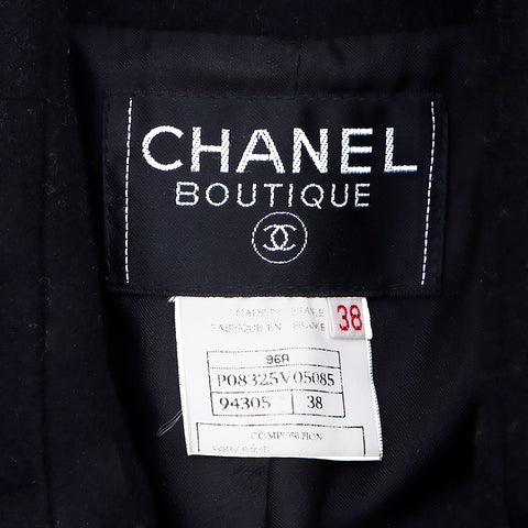 Chanel Coco Mark Button 1996 Jacke Wolle Schwarz WS3505