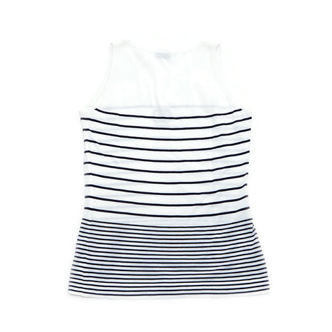 Chanel Stripe Sleeveless 2000s Cut and sew Cotton White x Navy WS3511