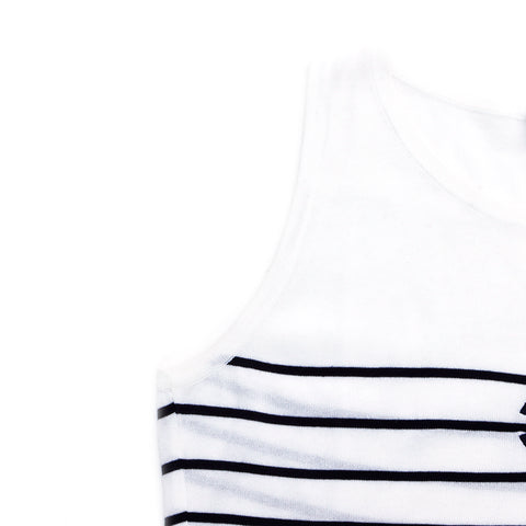 Chanel Stripe Sleeveless 2000s Cut and sew Cotton White x Navy WS3511