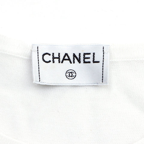 Chanel Stripe Sleeveless 2000s Cut and sew Cotton White x Navy WS3511