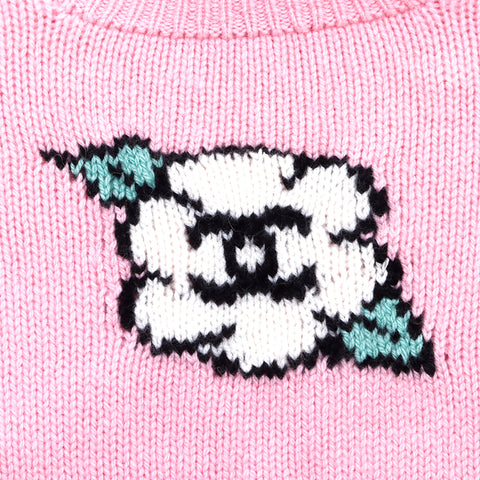 Chanel Coco Mark Knit 1995 Sweater Vintage Utilisé classique Cashmere Pink WS3513