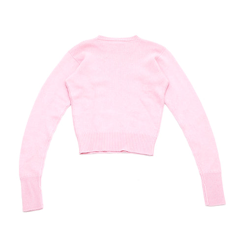 CHANEL Coco Mark Knit 1995 Sweater VINTAGE Used Classic Cashmere Pink WS3513