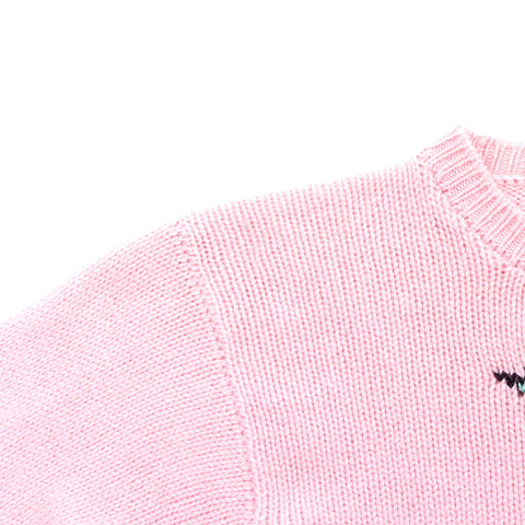 CHANEL Coco Mark Knit 1995 Sweater VINTAGE Used Classic Cashmere Pink WS3513