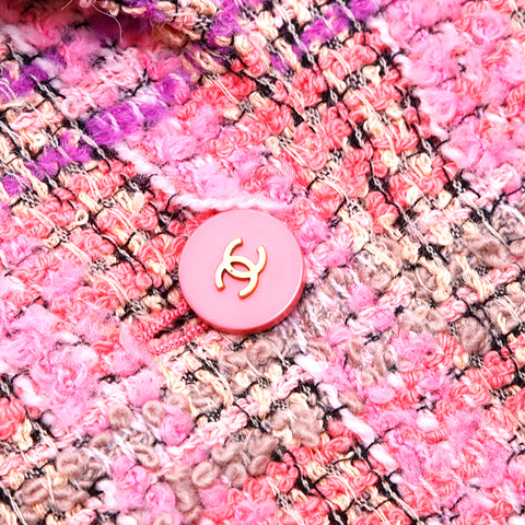 Chanel Coco Button Tweed 1994 Veste laine rose WS3516