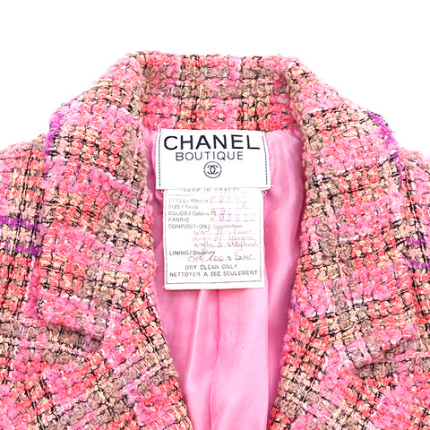 Chanel Coco Button Tweed 1994 Veste laine rose WS3516