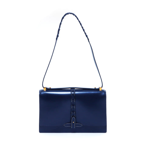 エルメス HERMES ボックス カーフ○L ショルダーバッグ ネイビー WS3544