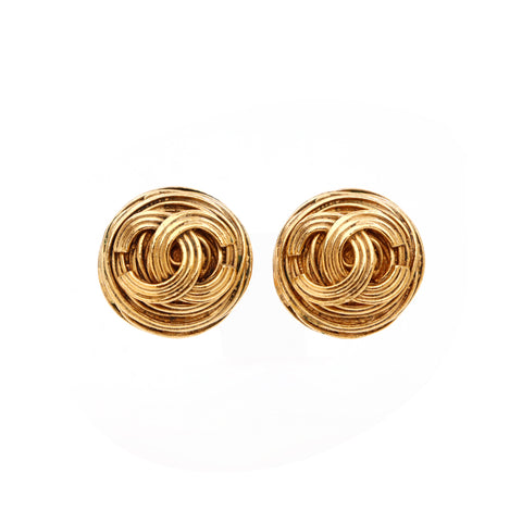 Chanel Coco Marc Round Boucles d'oreilles Gold WS3567