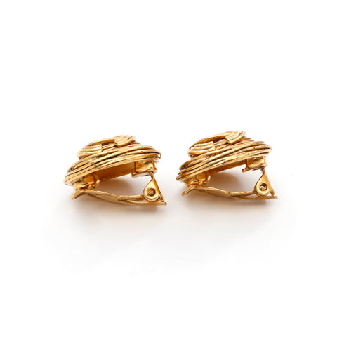 Chanel Coco Mark Round Earrings Gold WS3567