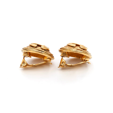 Chanel Coco Mark Round Earrings Gold WS3567