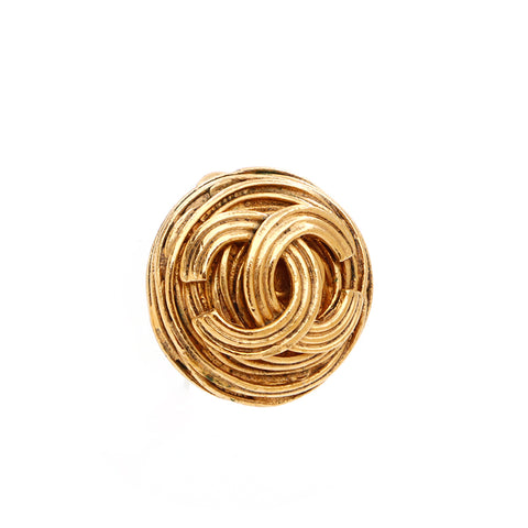 Chanel Coco Mark Round Earrings Gold WS3567