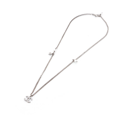 Chanel CHANEL Coco Mark Simple Chain Necklace Silver WS3609