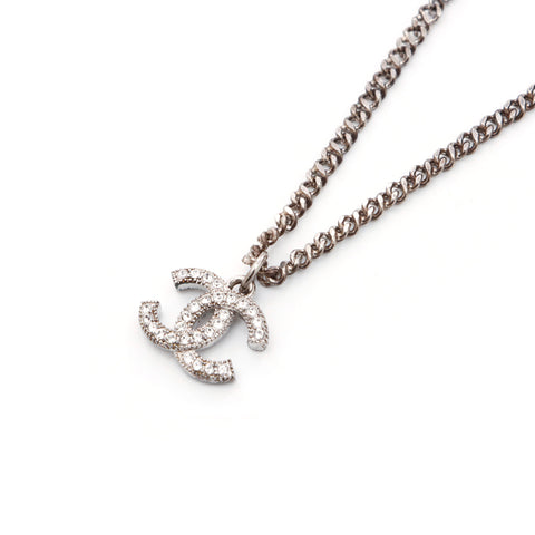 Chanel CHANEL Coco Mark Simple Chain Necklace Silver WS3609