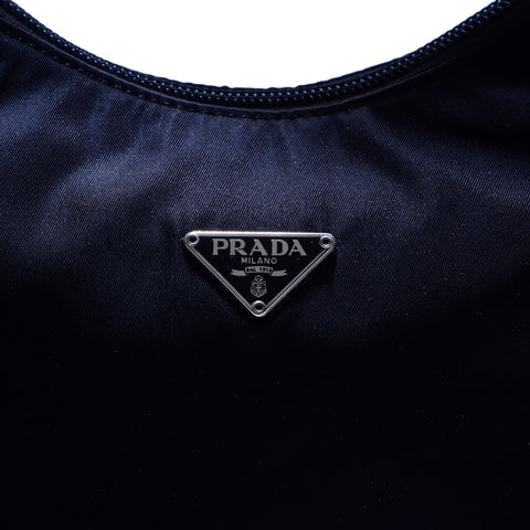 プラダ PRADA ロゴ ホーボー 劣化 粉吹きあり ハンドバッグ ナイロン ブラック WS3654