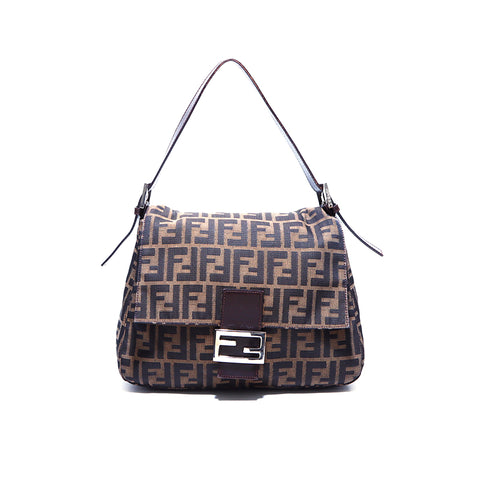 フェンディ FENDI ズッカ マンマバケット 1990-2000年 ショルダーバッグ キャンバス ブラウン×ブラック WS3660