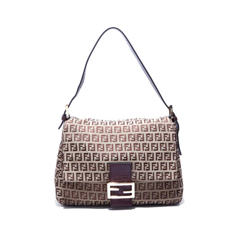 フェンディ FENDI ズッキーノ マンマバケット ショルダーバッグ キャンバス ブラウン WS3664
