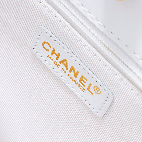 シャネル CHANEL ココマーク マトラッセ チェーントート ショルダーバッグ ラムスキン ホワイト×ブラック WS3804