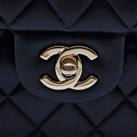 シャネル CHANEL ダブルフラップ マトラッセ 2001~2002年 ショルダーバッグ ラムスキン ネイビー WS3923