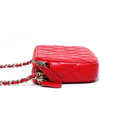 Chanel Chanel Matelasse -Kette Wallet 2016 Umhängetaschen Lambskin Red WS3937