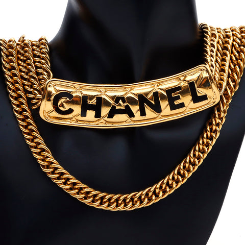 Chanel CHANEL Logo Matelasse GP Chain Belt Gold WS4121