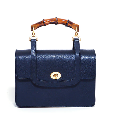 Gucci Bamboo Leather Gold Hardware 2-way Shoulder Bag VINTAGE Used Classic Black WS4144