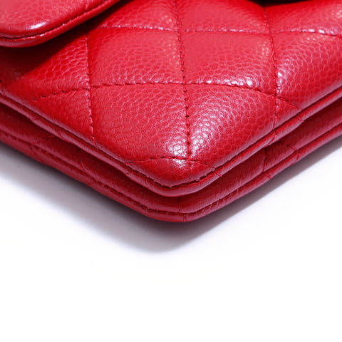 Chanel Caviar Hautkette Wallet 2015 Umhängetasche Leder Rot WS4219