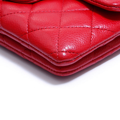 Chanel Caviar Hautkette Wallet 2015 Umhängetasche Leder Rot WS4219