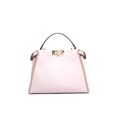 FENDI Peekaboo Studs 2way Shoulder Bag Leather Pink WS4306