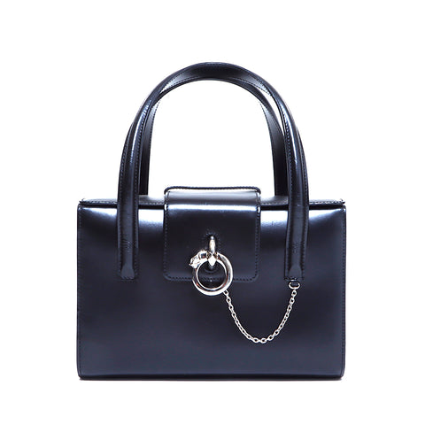 Cartier Panther Handbag Leather Black WS4307