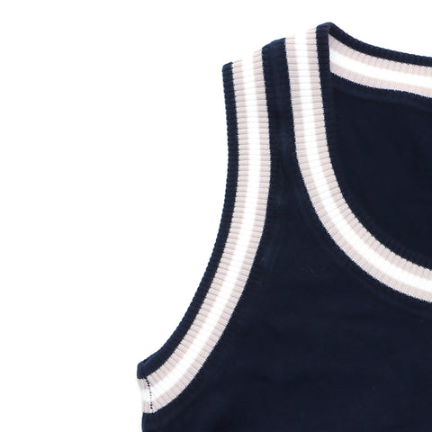 Chanel Coco Mark Sports Line Knit 08P Tank Top Navy WS4337