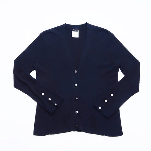 Chanel Coco Button Knit 08P Cardigan Navy WS4346
