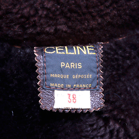 セリーヌ CELINE ムートン ファー ジャケット VINTAGE 中古 定番 ブラウン WS4357