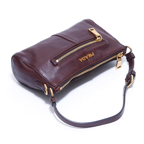 プラダ PRADA レザー ハンドバッグ VINTAGE 中古 定番 ブラウン WS4384