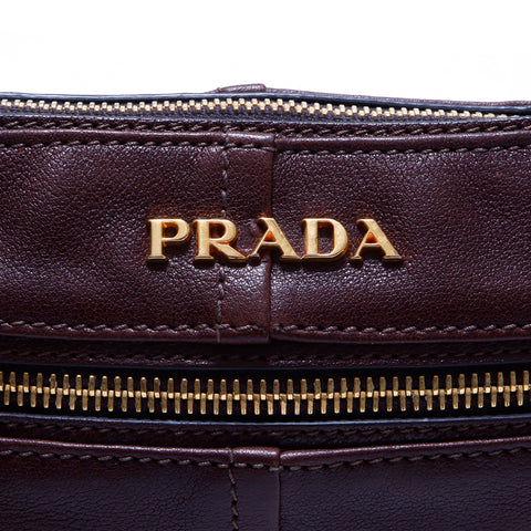 プラダ PRADA レザー ハンドバッグ VINTAGE 中古 定番 ブラウン WS4384