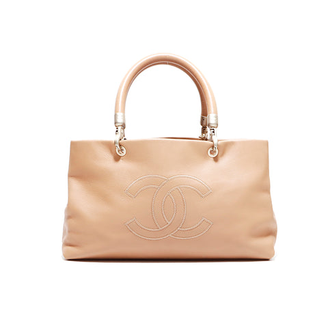 シャネル CHANEL ソフトキャビア ココステッチ ハンドバッグ ベージュ WS4401