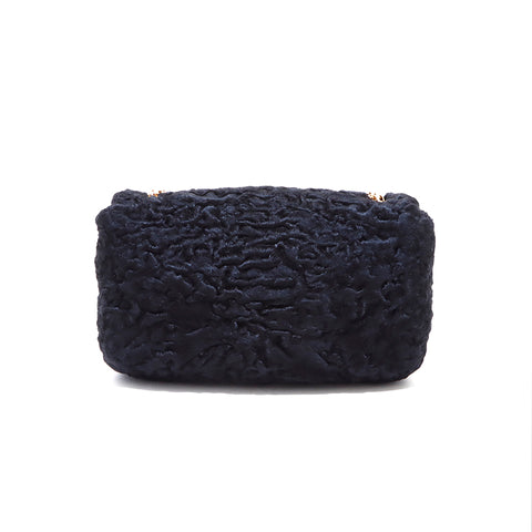 Chanel Turnlock Fur Sac à épaule à chaîne de fourrure noire WS4404