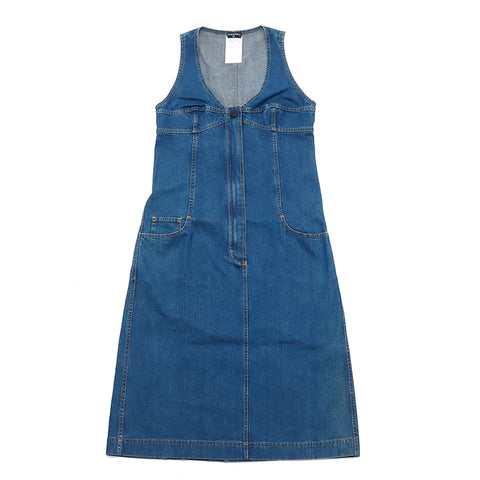香奈儿可可纽扣牛仔布99c礼服老式使用经典蓝色WS4469