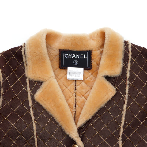 Chanel Chanel Matelasse Mouton Shearing 04a Mantel Braun WS4473