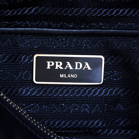 プラダ PRADA ラフィアーノ 三角タグ レザー 無地 シルバー金具 ショルダーバッグ ブラック WS4482