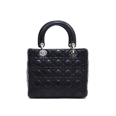 クリスチャンディオール Christian Dior レディーディオール Lady Dior カナージュ シルバー金具  ショルダーバッグ ブラック WS4503