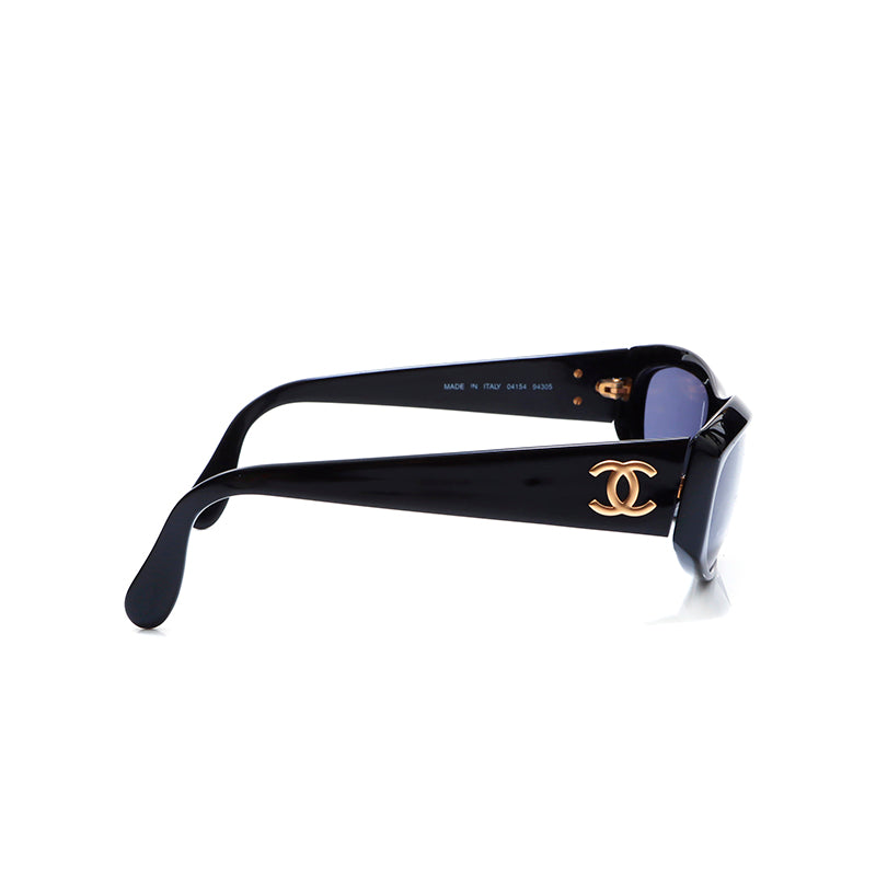 Chanel Coco Mark Sunglasses Y2K Blue Lens Sunglasses Black