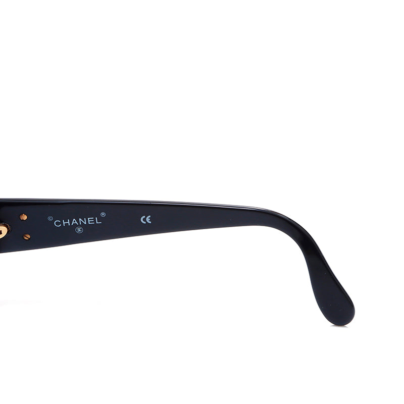 Chanel Coco Mark Sunglasses Y2K Blue Lens Sunglasses Black WS4537