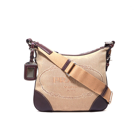 プラダ PRADA ロゴ ショルダーバッグ ナイロン ベージュ WS4571