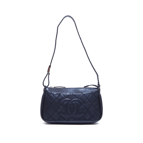 Chanel Coco Mark Leather Matelasse Stitch One Spowder Sac No. 10 2005-2006 Sac à bandoulière noir WS4591