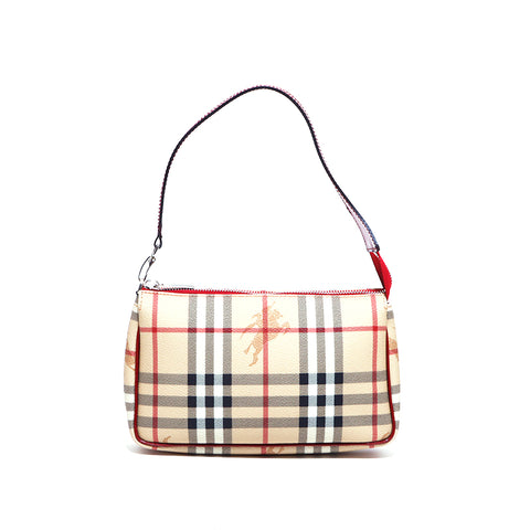 バーバリー BURBERRY ノバチェック ミニ ポーチ レッド pvc ショルダーバッグ ベージュ  レッド WS4604