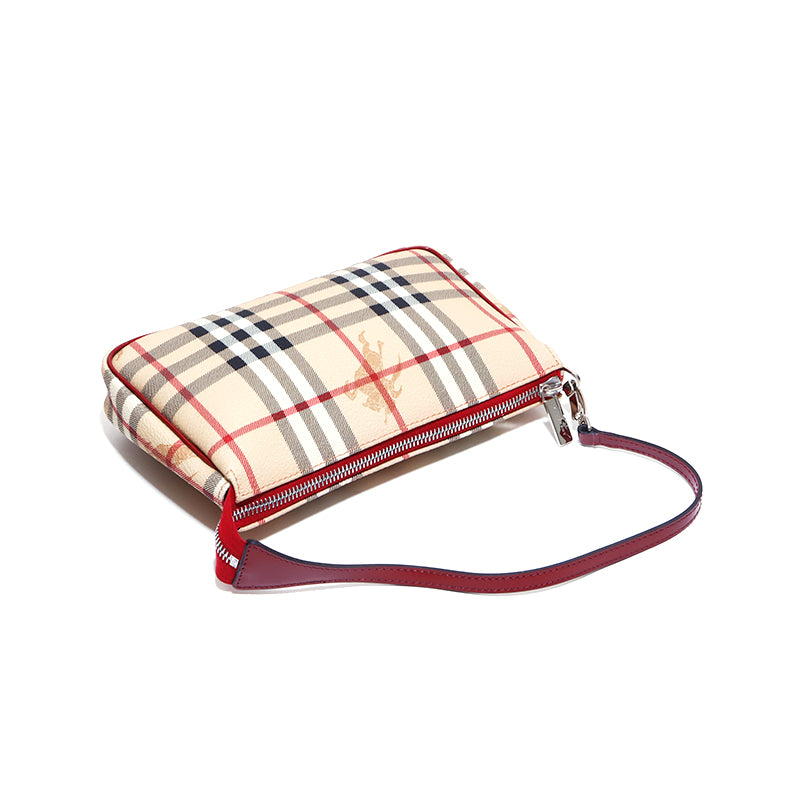 バーバリー BURBERRY ノバチェック ミニ ポーチ レッド pvc